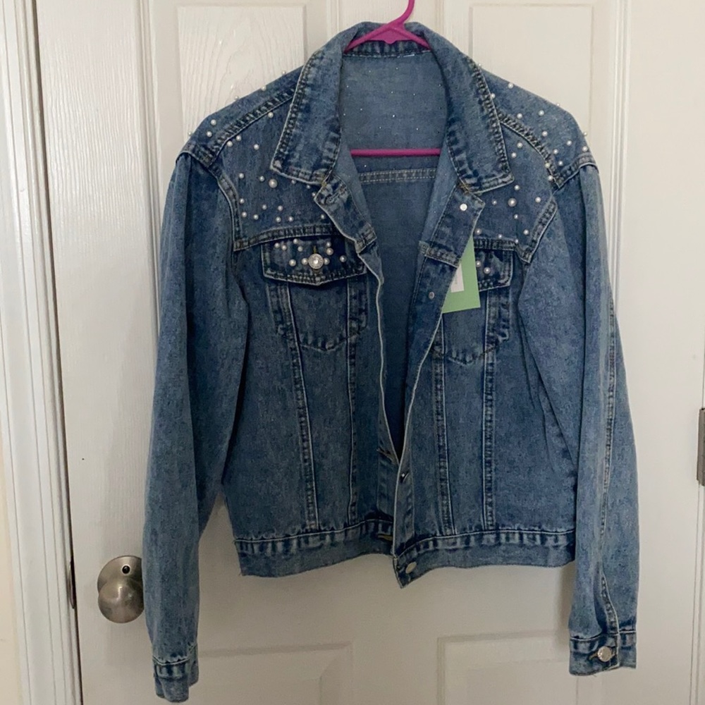 Pearl beaded Jean jacket!